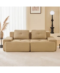 Streamdale Furniture Streamdale Camel 82" Modern L-Shaped Corduroy Sectional Sofa with Deep Seat, Tufted Design