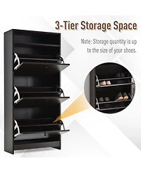 Homcom Shoe Storage Cabinet with 3 Large Fold-Out Drawers,