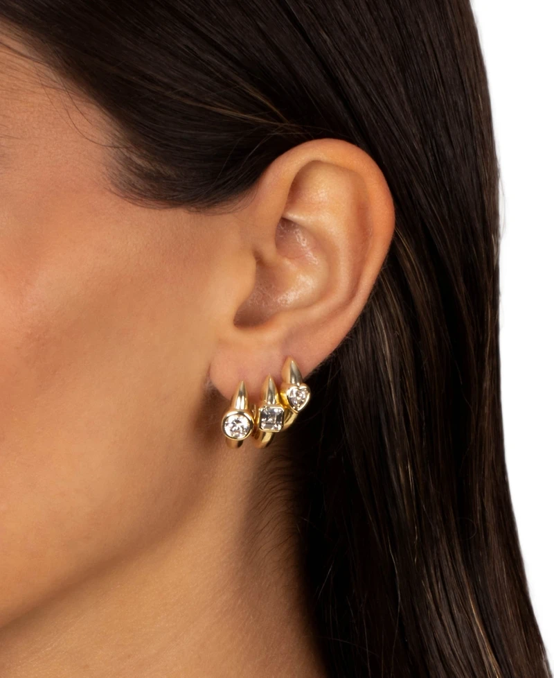 by Adina Eden Cubic Zirconia Gold Plated Gold Plated Ascher Bezel Huggie Earrings