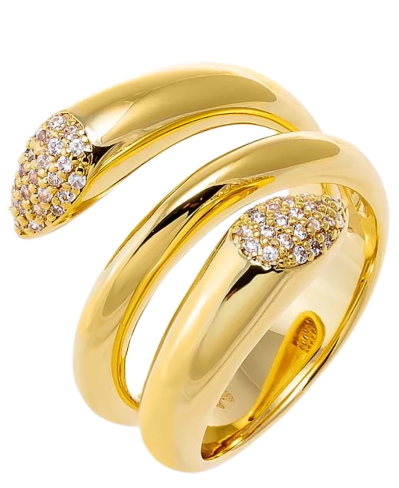 by Adina Eden Pave Gold Plated Claw Looped Wrap Ring