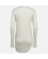 Pre-Owned Balmain Women's Off-White Linen Knit Lace-Up Top