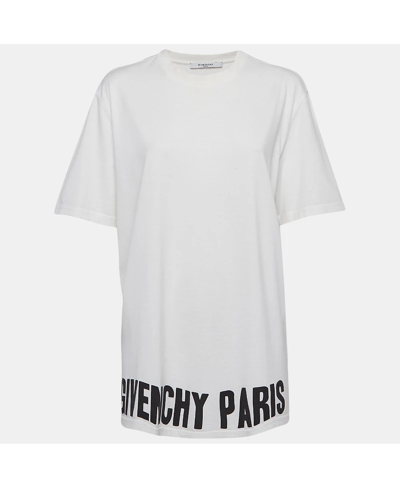 Pre-Owned Givenchy Women's White Cotton Logo Printed Crew Neck T-Shirt