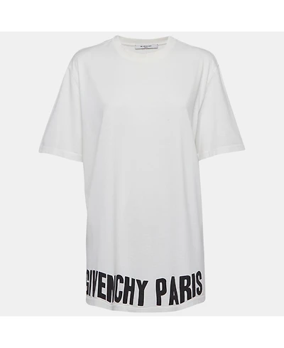 Pre-Owned Givenchy Women's White Cotton Logo Printed Crew Neck T-Shirt