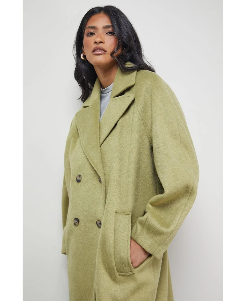 Warehouse Women's Oversized Pleat Back Detail Maxi Coat