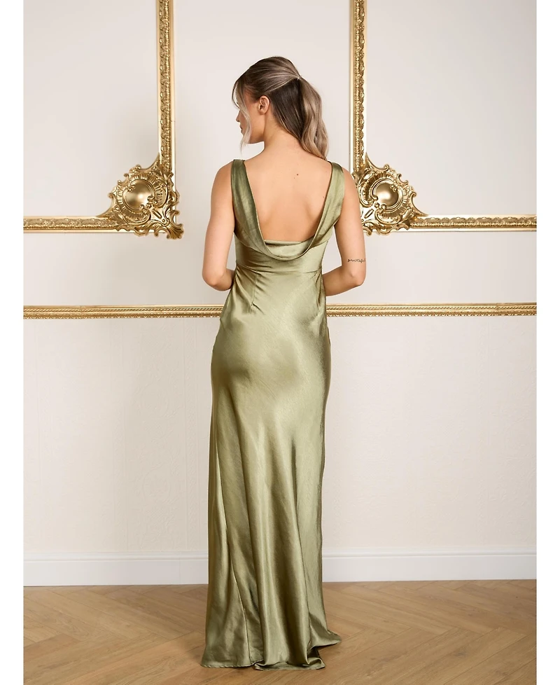 Six Stories Cowl Back Satin Bridesmaid Dress