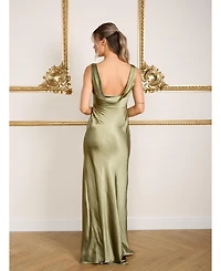 Six Stories Cowl Back Satin Bridesmaid Dress