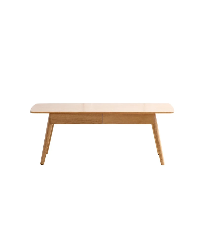 sumyeg Solid Wood Center Table with Storage Shelf in Natural Finish