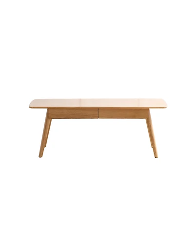 sumyeg Solid Wood Center Table with Storage Shelf in Natural Finish