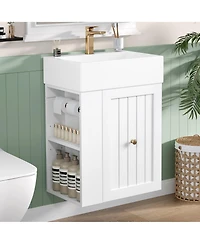 Casainc Bathroom Vanity with Ceramic Sink Storage Cabinet Drawer and Golden Handle