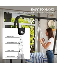 Outsunny Hanging Hammock Chair with Cushion, Macrame Swing Chair, Dark