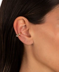 by Adina Eden Cubic Zirconia Gold Plated Gold Plated Marquise Bezel Cuff Earrings