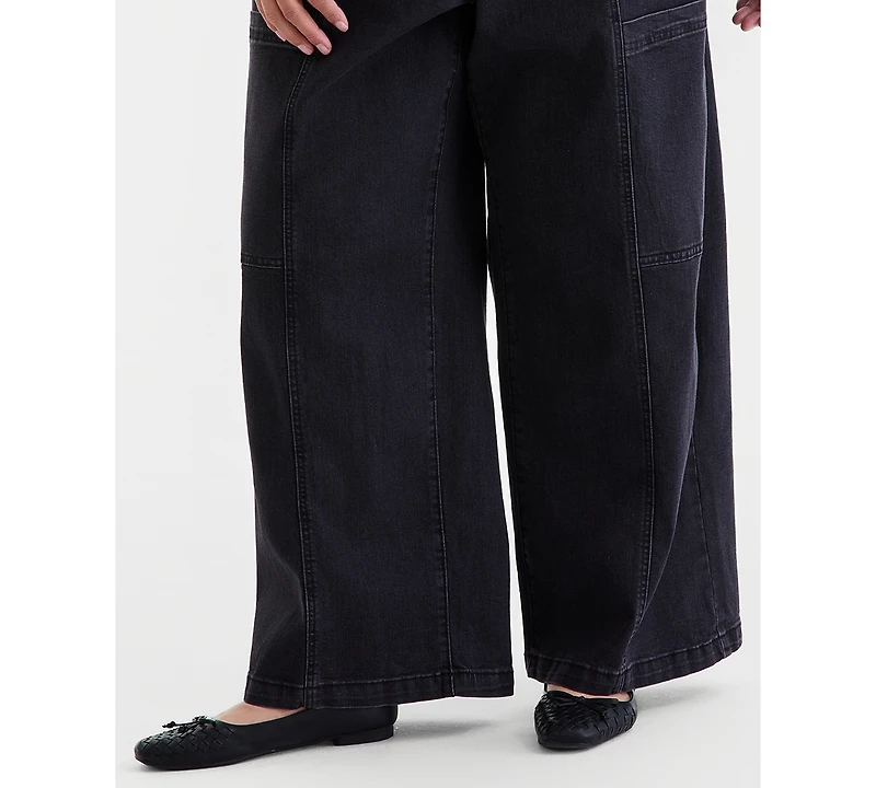 Style & Co Plus Pull-On Utility Wide-Leg Jeans, Macy's Exclusive