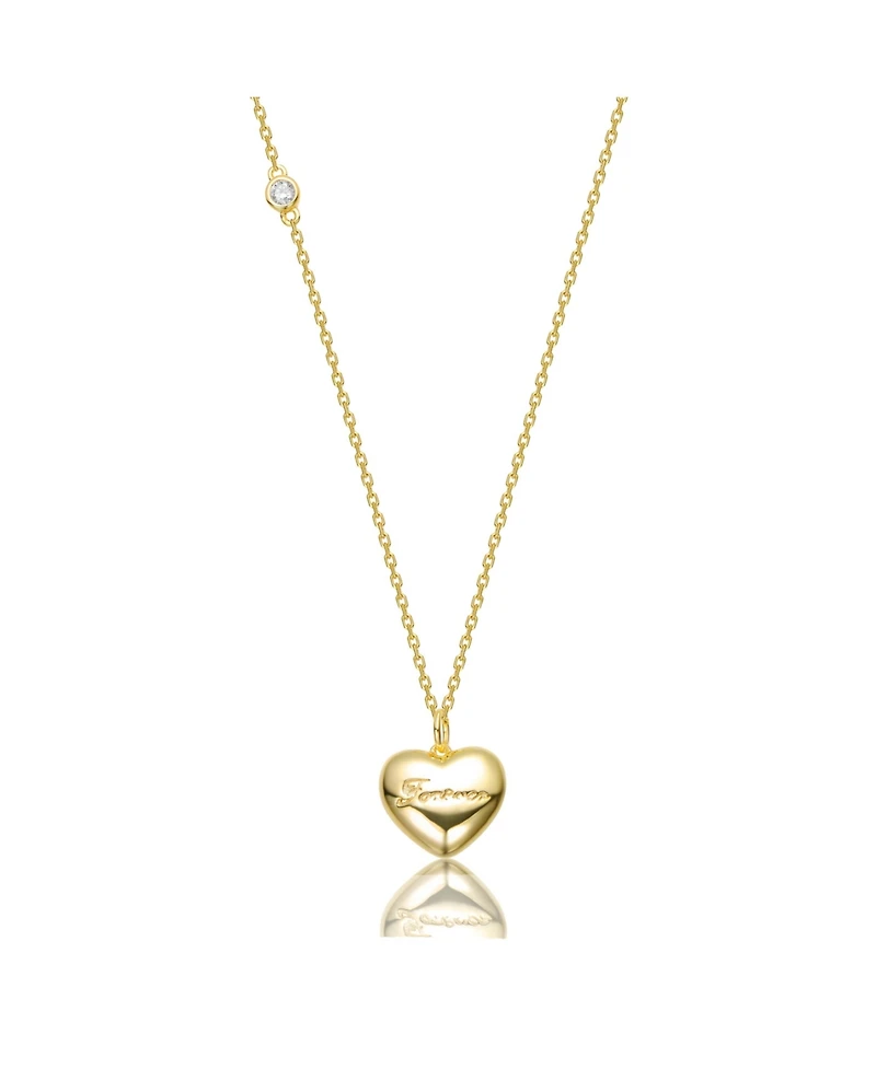 GiGiGirl 14K Gold Plated with Clear Cubic Zirconia Heart Design Pendant Necklace