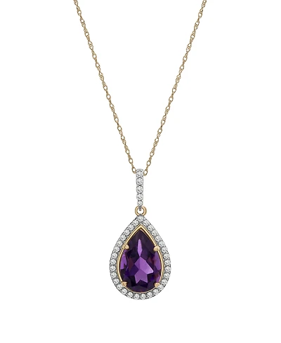 Macy's Amethyst (3-1/8 ct. t.w.) and Diamond (1/4 ct. t.w.) Pendant Necklace in 14k Yellow Gold