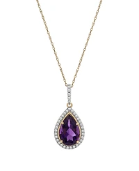 Macy's Amethyst (3-1/8 ct. t.w.) and Diamond (1/4 ct. t.w.) Pendant Necklace in 14k Yellow Gold