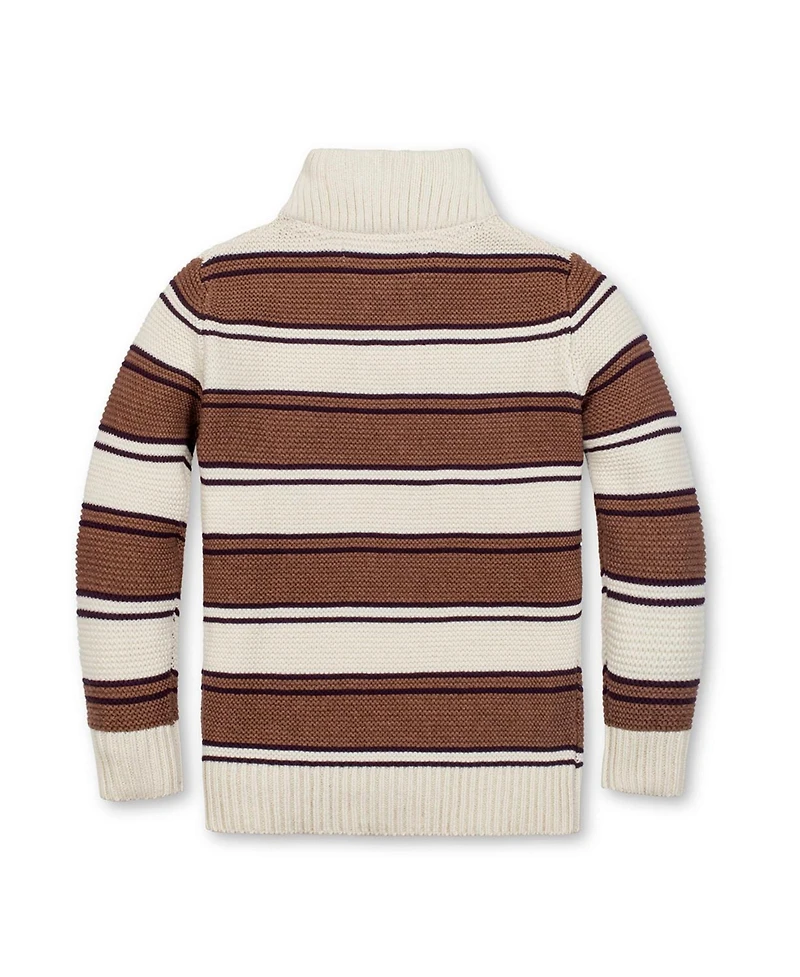 Hope & Henry Little and Big Boys' Organic Mock Neck Stripe Sweater
