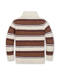 Hope & Henry Little and Big Boys' Organic Mock Neck Stripe Sweater
