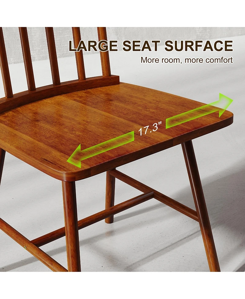 Homcom Dining Chairs Set of 2, Farmhouse Rubber Wood Kitchen Chairs