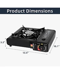 Aofar Dual Fuel Camping Stove – 7800 Btu Portable Butane & Propane Compatible Stove with Adapter Hose & Carrying Case