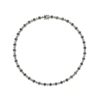 Suzy Levian New York Sterling Silver Sapphire & Created White Tennis Necklace