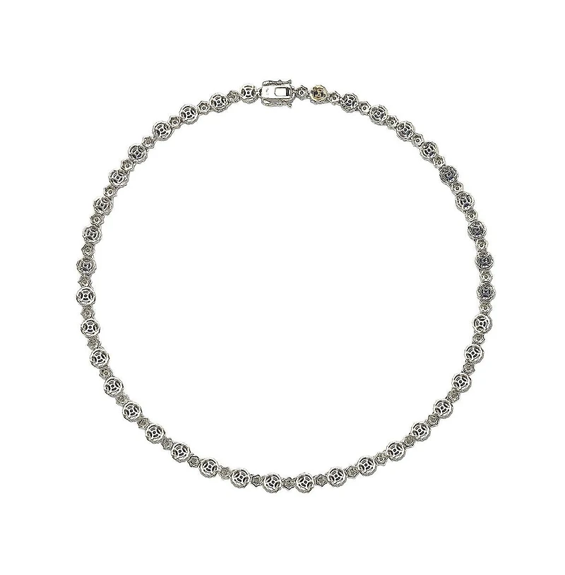 Suzy Levian New York Sterling Silver Sapphire & Created White Tennis Necklace