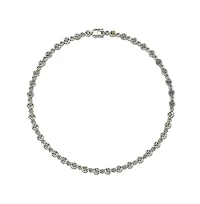 Suzy Levian New York Sterling Silver Sapphire & Created White Tennis Necklace