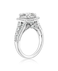 Suzy Levian Sterling Silver Cubic Zirconia Large Elongated Cushion Cut Center Stone Ring