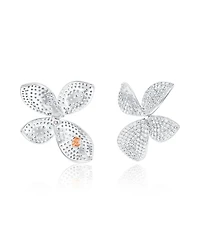 Suzy Levian New York Suzy Levian Sterling Silver Cubic Zirconia Large Abstract Pave Flower Hoop Earrings