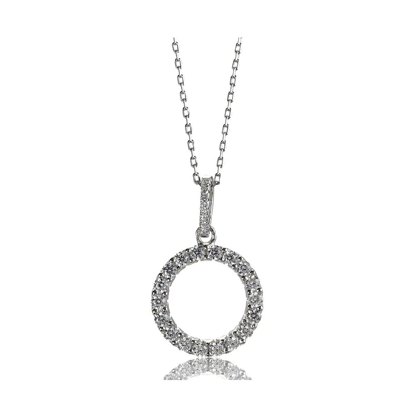 Suzy Levian Sterling Silver Cubic Zirconia Mini Circle Pendant