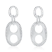 Suzy Levian New York Sterling Silver Cubic Zirconia Oval Double-Circle Drop Earrings