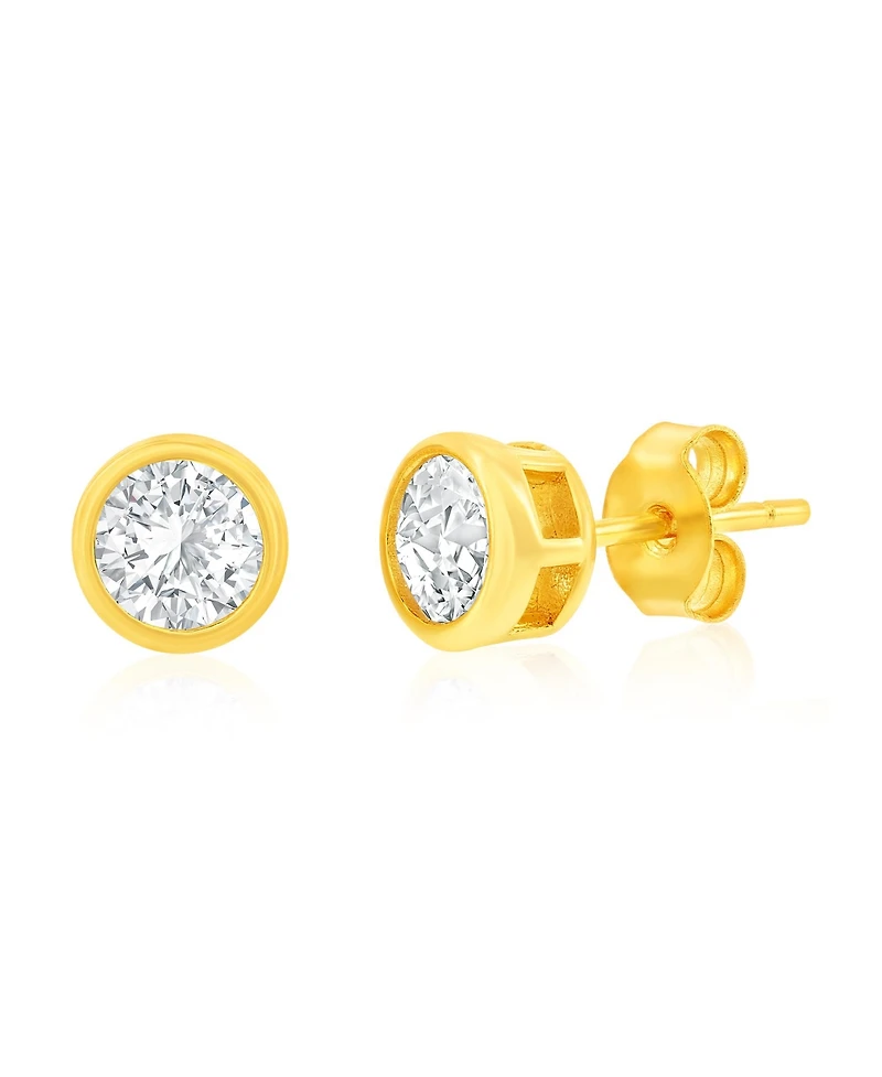 Sterling Silver, 3-Pair Multi-Shaped Cz Studs