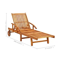 vidaXL Sunlounger with Table Taupe Solid Acacia wood Extra Long Foldable