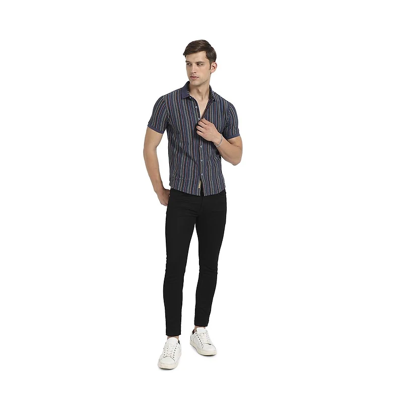 Campus Sutra Men's Multicolour Contrast Knitted Shirt