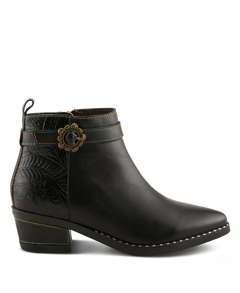 L`Artiste Women's Leather Ankle Boot, With Zipper Closure, Cushioned Insole, Faux Fur Lining