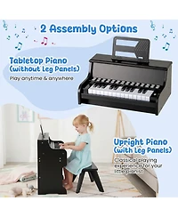 25 Keys Digital Piano with Music Stand Stool Lighted Teaching Mode for 3+ Kids
