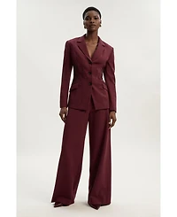 Karen Millen Women's Ponte Pu Wide Leg Pants.