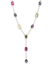 Lauren Ralph Lauren Gold-Tone Multicolor Stone Lariat Necklace, 16" + 3" extender