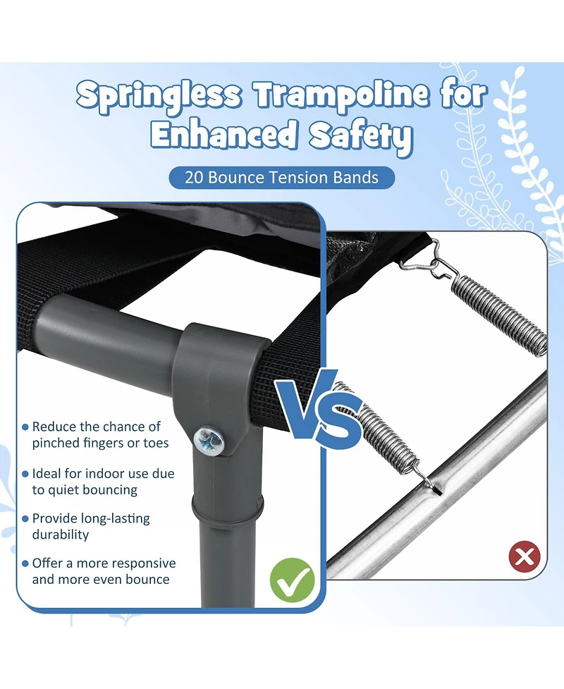 Hongge Kids Led Light Trampoline with Foam Handrail Foldable Frame and Safety Cover