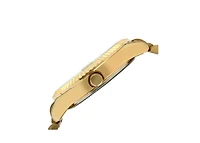 Peugeot Men's 40mm White Face Fluted Bezel Gold Bracelet Watch