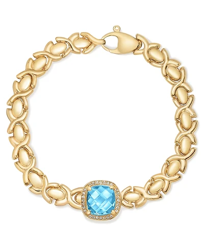 Citrine (3-3/8 ct. t.w.) & White Topaz (1/3 Xoxo Link Bracelet 14k Gold-Plated Sterling Silver