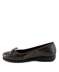 Spring Step Women's Chesser Ballet Flats With Metallic Finish, Feminine Bow, and Removable Insole