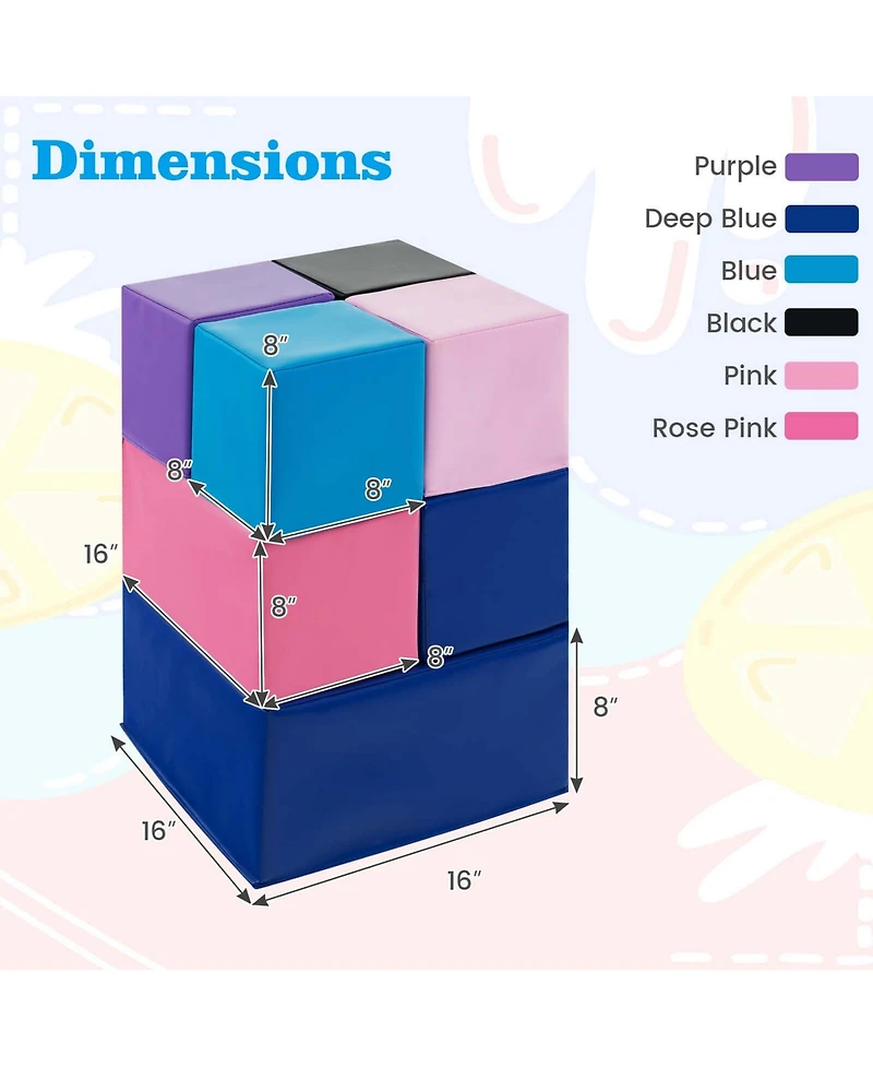 Costway 7 Pcs Foam Building Blocks Colorful Climbing Foam Soft Cubes for Kids