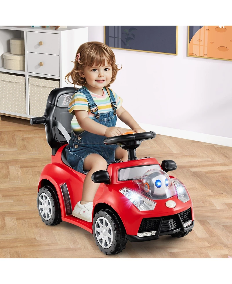 Costway Baby 3-in-1 Sliding Walker w/ Adjustable Canopy Horn Music & Light