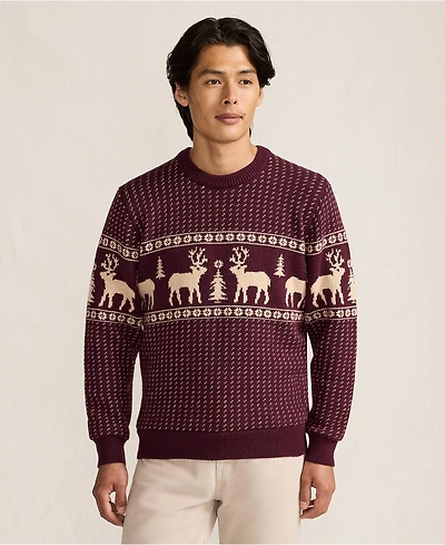 Lands' End Men's Long Sleeve Holiday Birdseye Crewneck Sweater