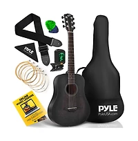 Pyle 34" Acoustic Guitar Kit - 6-String 1/2 Junior Size Guitar with Accessories, Black (PGA820BK)