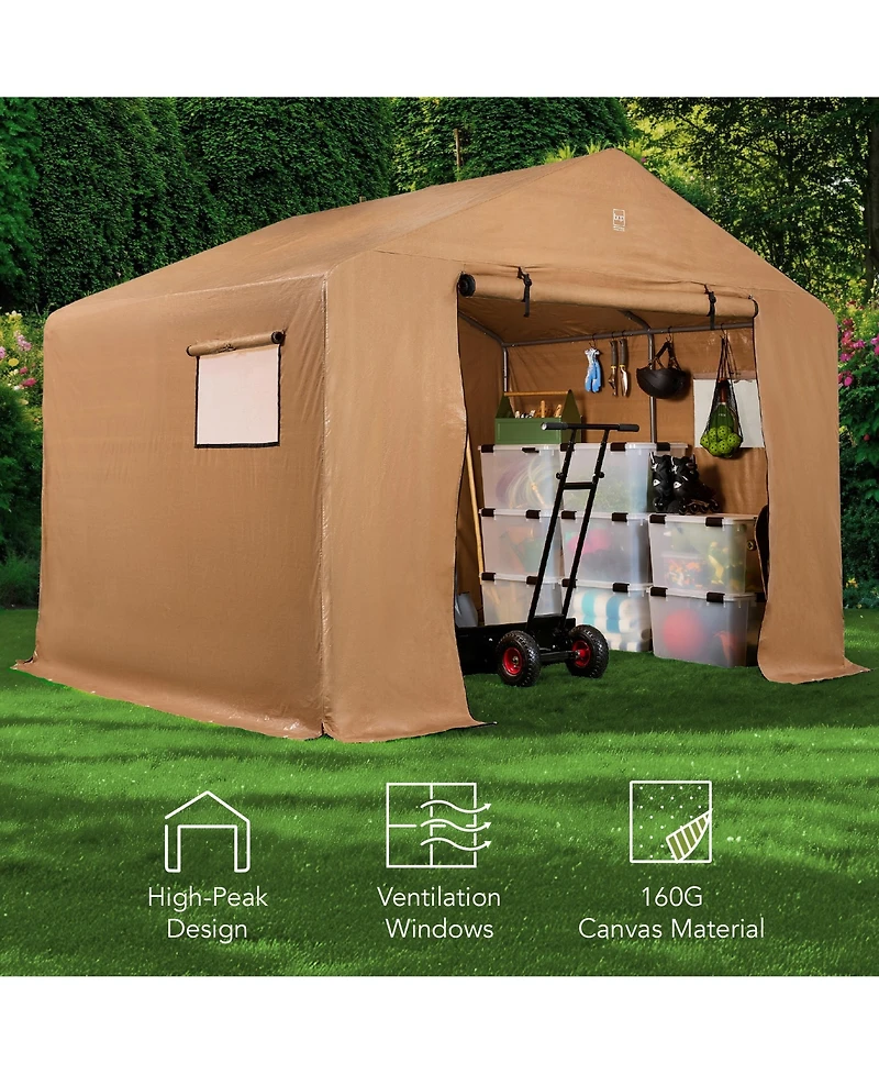 Best Choice Products 10x8ft Outdoor Fabric Storage Shed, Steel Frame, Dual Zipper Doors, Window