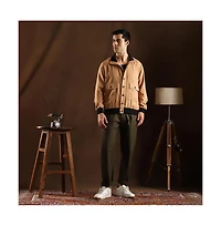 Campus Sutra Men's Khaki Beige Tactile-Utility Bomber Jacket