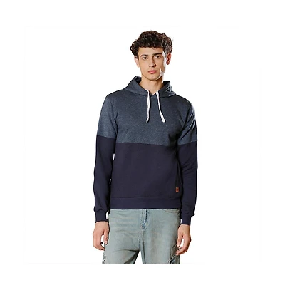 Campus Sutra Men's Prussian Blue Block Pullover Hoodie