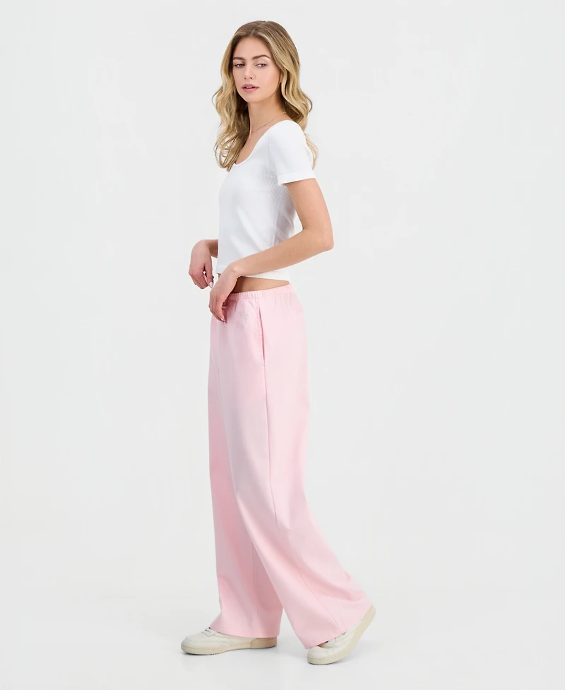 Vanilla Star Juniors' Drawstring-Waist Wide-Leg Jeans