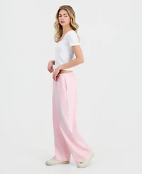 Vanilla Star Juniors' Drawstring-Waist Wide-Leg Jeans